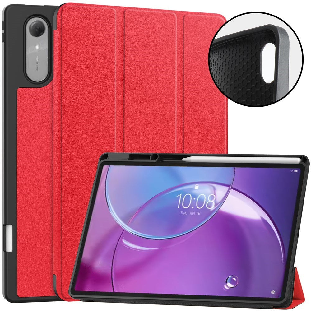 Lenovo Idea Tab Pro (2. Gen.) 13" EIDERWOOD Kunstskinn Flip Deksel m. Stativfunksjon & Pencil Holder - Röd