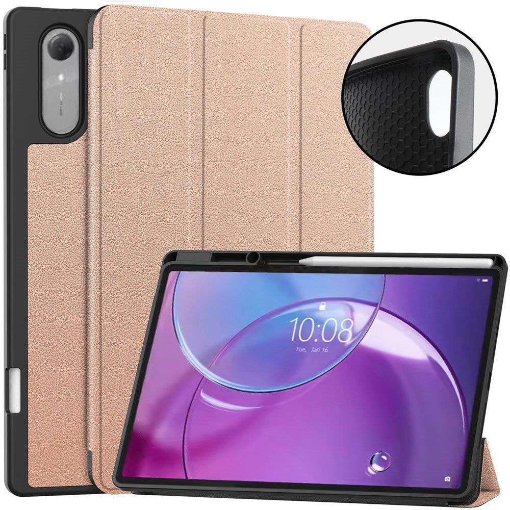 Lenovo Idea Tab Pro (2. Gen.) 13" EIDERWOOD Kunstskinn Flip Deksel m. Stativfunksjon & Pencil Holder - Rose Gold