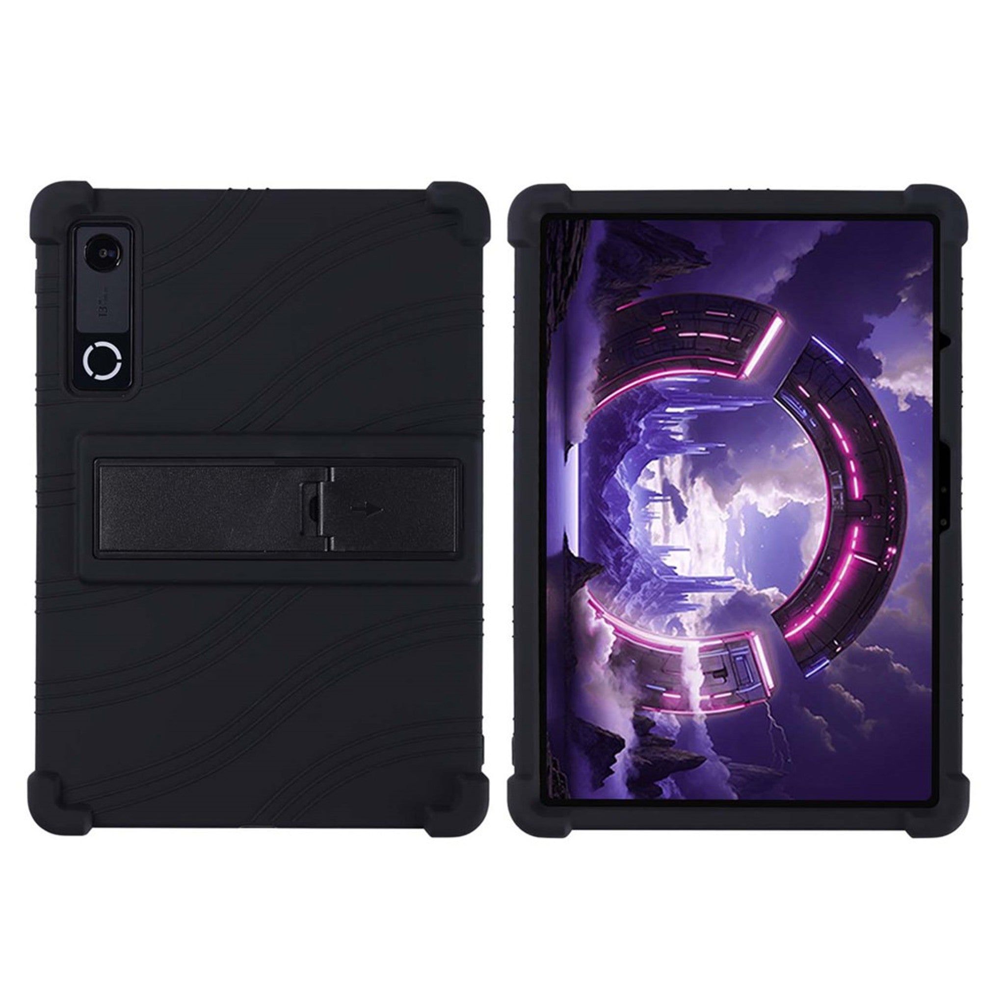 Lenovo Yoga Tab Gen 2 11.1" EIDERWOOD Robust Silikon Deksel m. Justerbar Kickstand & Støtabsorberende Hjørner - Svart