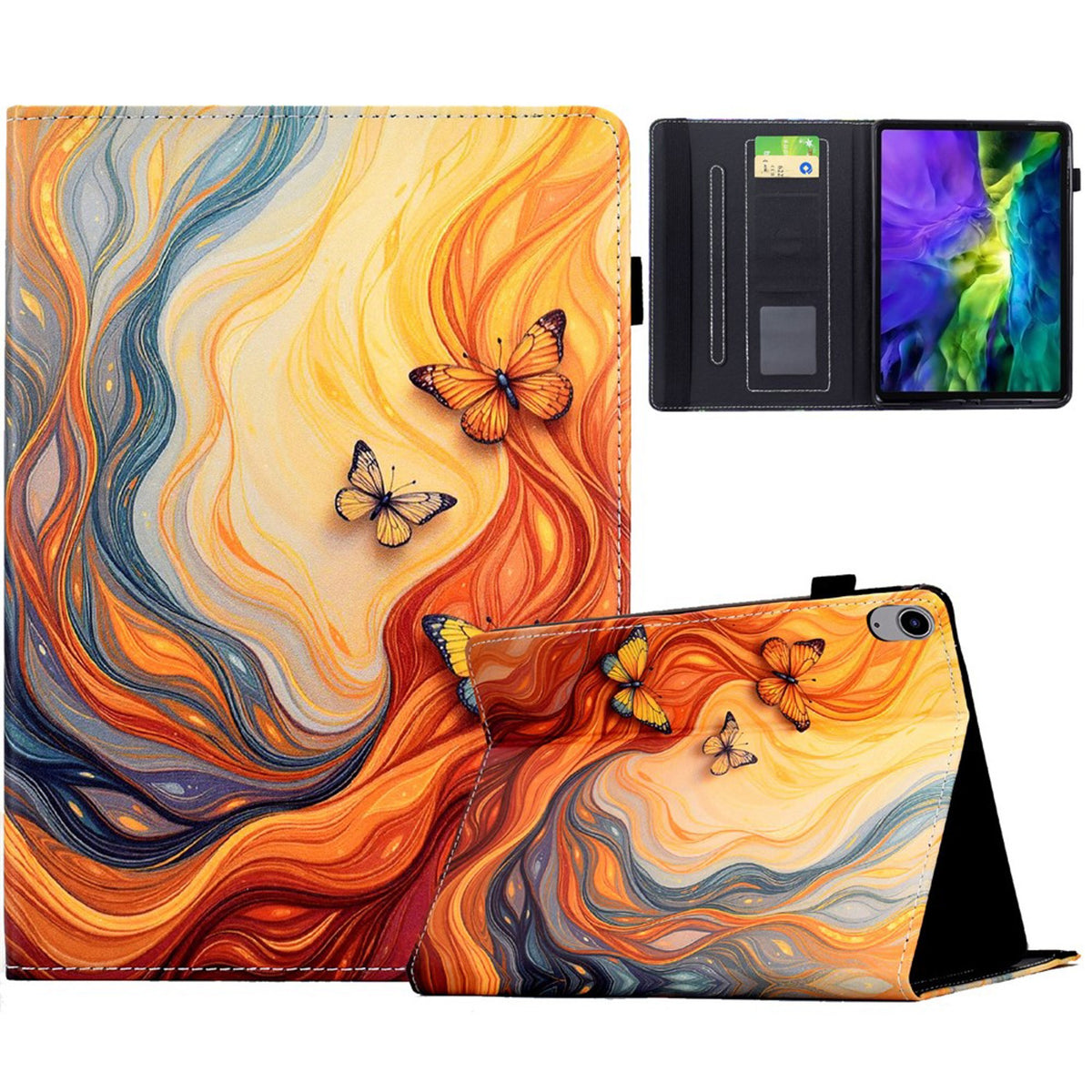 iPad Mini (2026) 8. Gen. EIDERWOOD Kunstskinn Flip Deksel m. Kortholder - Sommerfugler