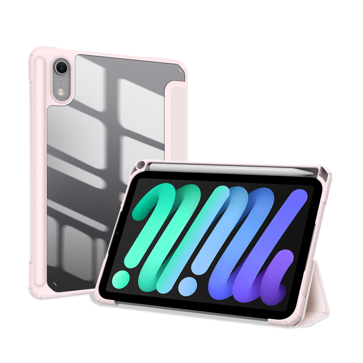 iPad Mini (2026) 8. Gen. DUX DUCIS TOBY Tri-Fold Kunstskinn Flip Deksel m. Ståfunksjon - Rosa