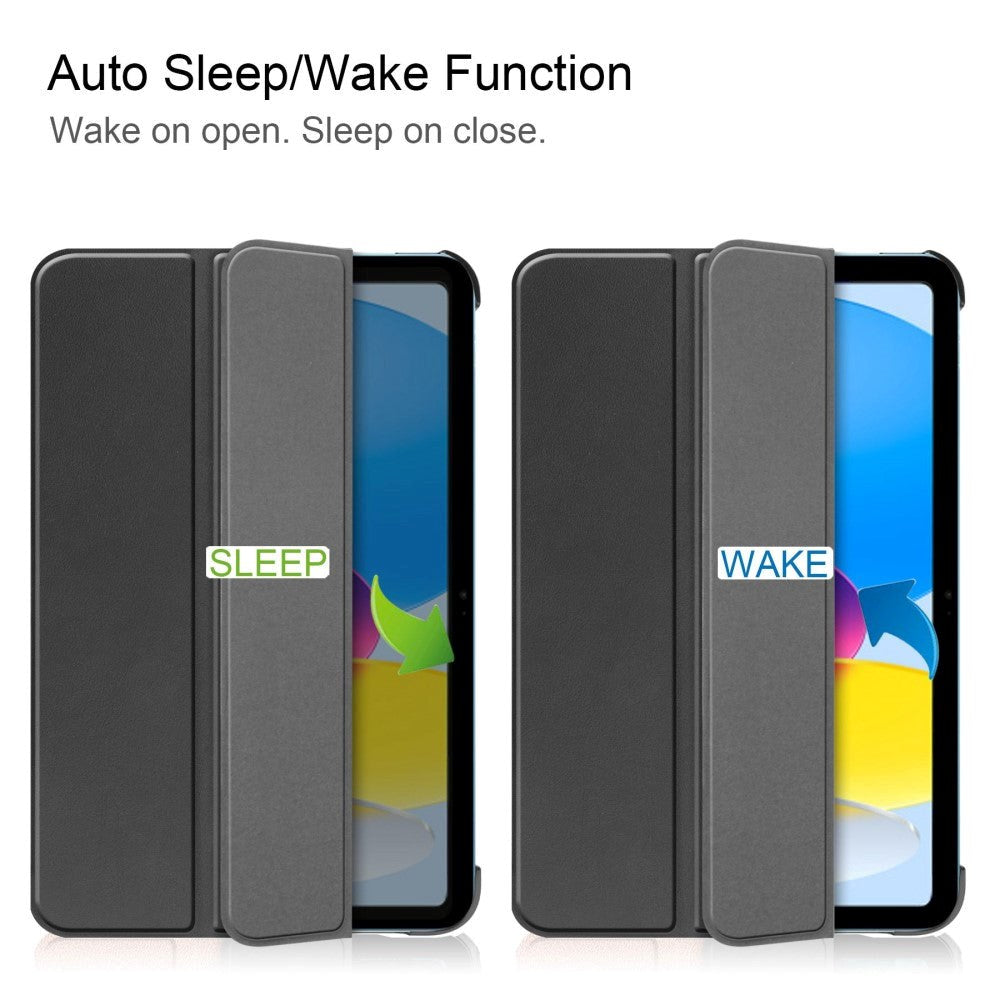 Apple iPad 11" (2025) / iPad 10.9" (2024/2022) Kunstskinn Flip Deksel m Stativ - Svart