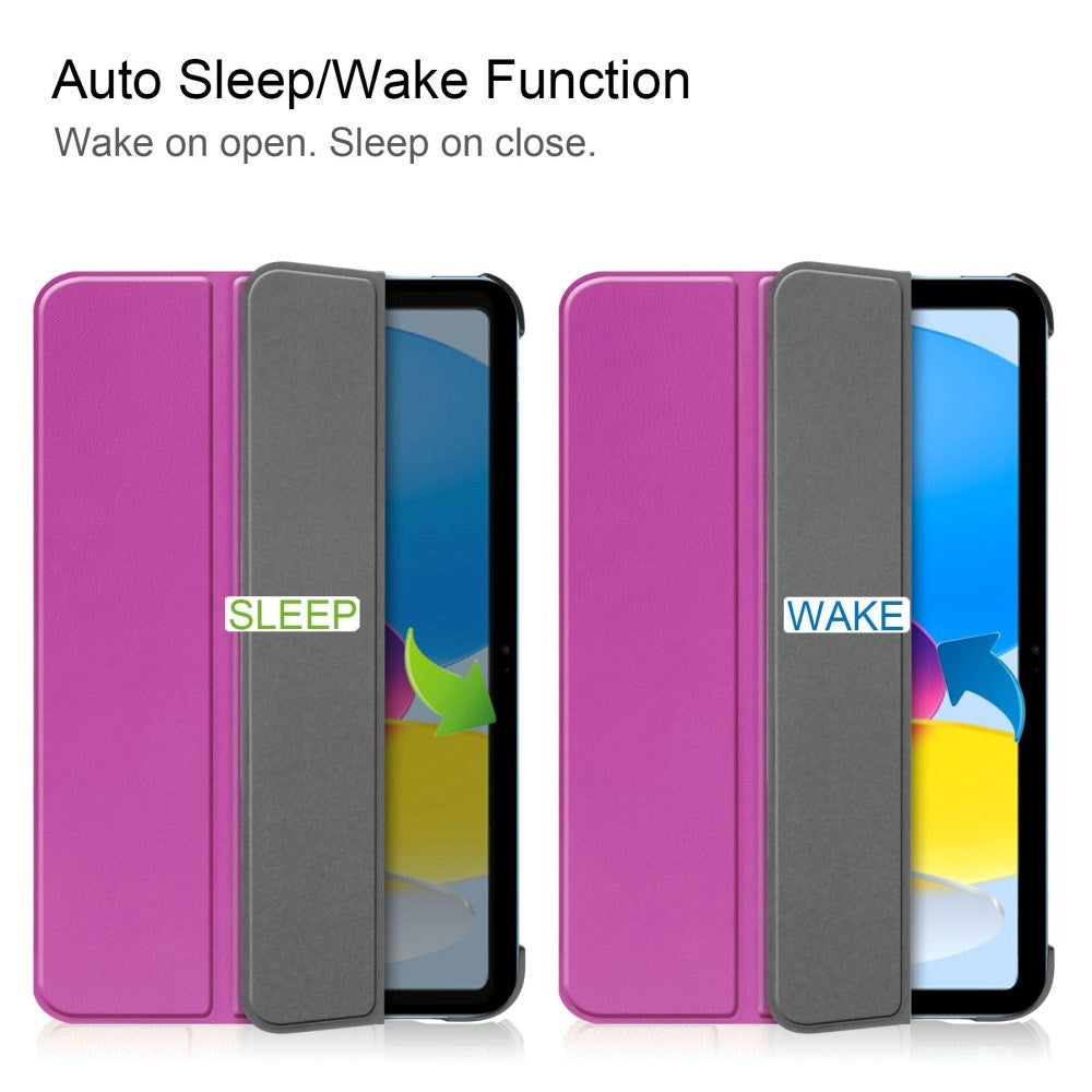 Apple iPad 11" (2025) / iPad 10.9" (2024/2022) Kunstskinn Flip Deksel m Stativ - Lilla
