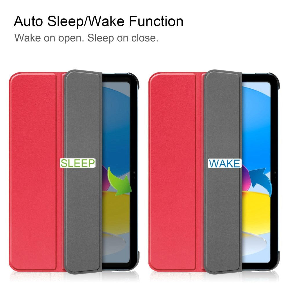 Apple iPad 11" (2025) / iPad 10.9" (2024/2022) Kunstskinn Flip Deksel m Stativ - Rød