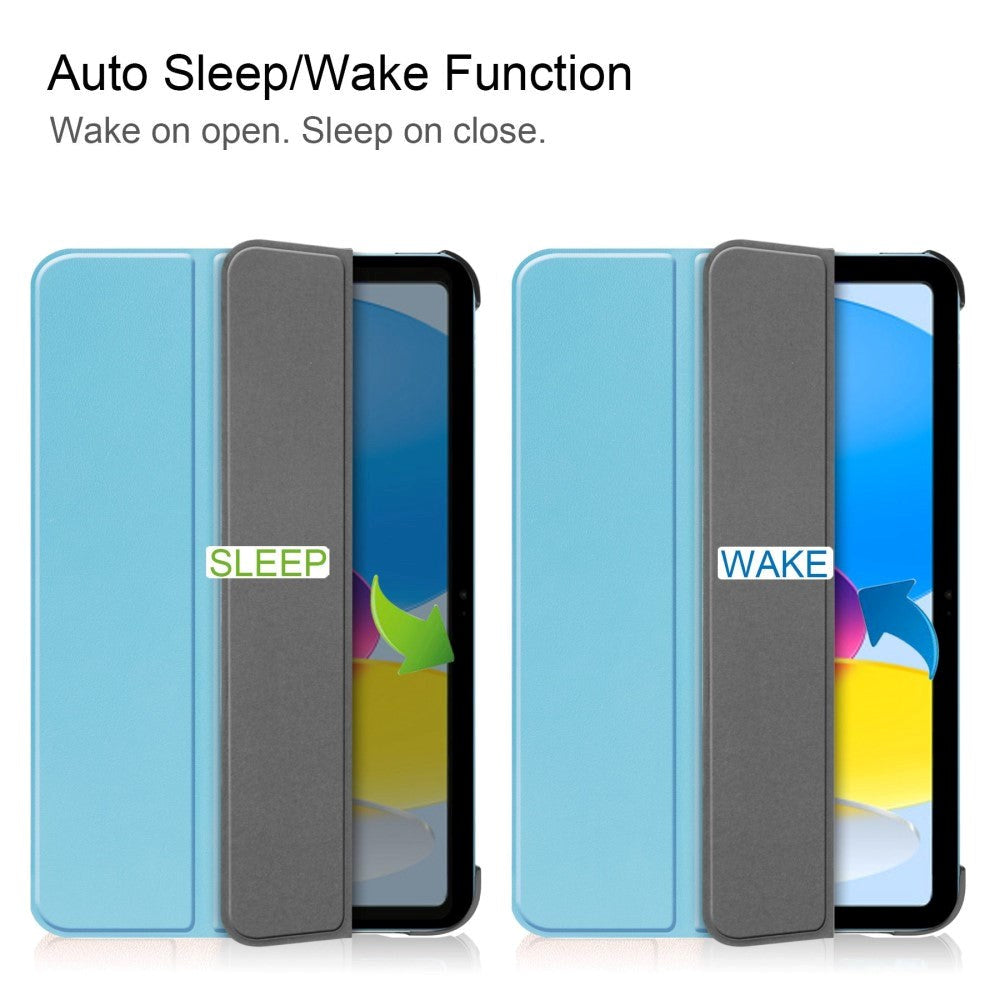Apple iPad 11" (2025) / iPad 10.9" (2024/2022) Kunstskinn Flip Deksel m Stativ - Himmelblå
