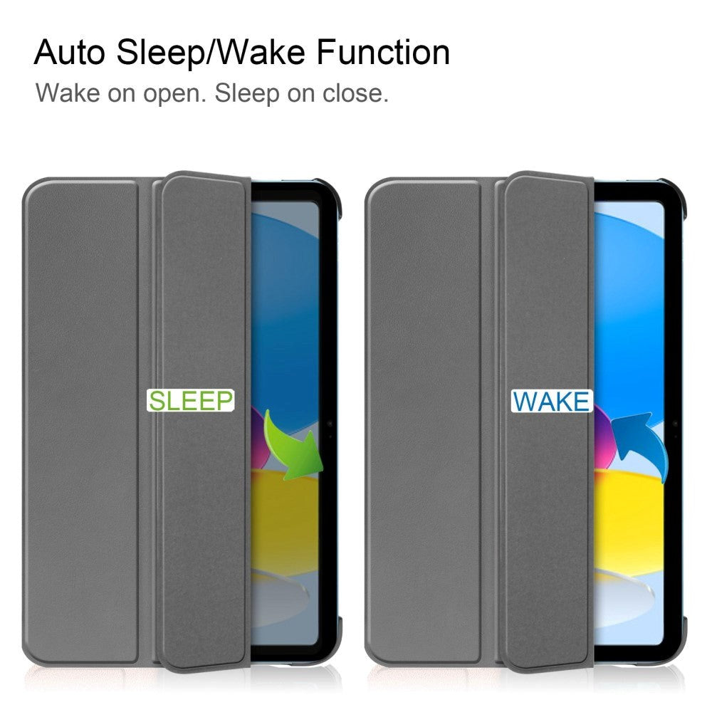 Apple iPad 11" (2025) / iPad 10.9" (2024/2022) Kunstskinn Flip Deksel m Stativ - Grå