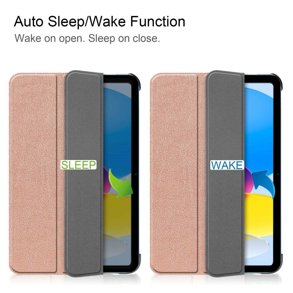 Apple iPad 11" (2025) / iPad 10.9" (2024/2022) Kunstskinn Flip Deksel m Stativ - Rose Gold