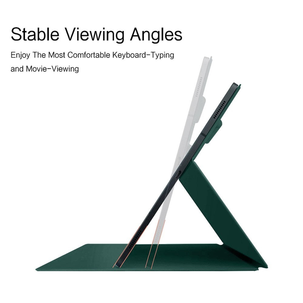 EIDERWOOD Samsung Galaxy Tab S8 / S7 Kunstskinn Flip Deksel m. Penne Holder - Grønn