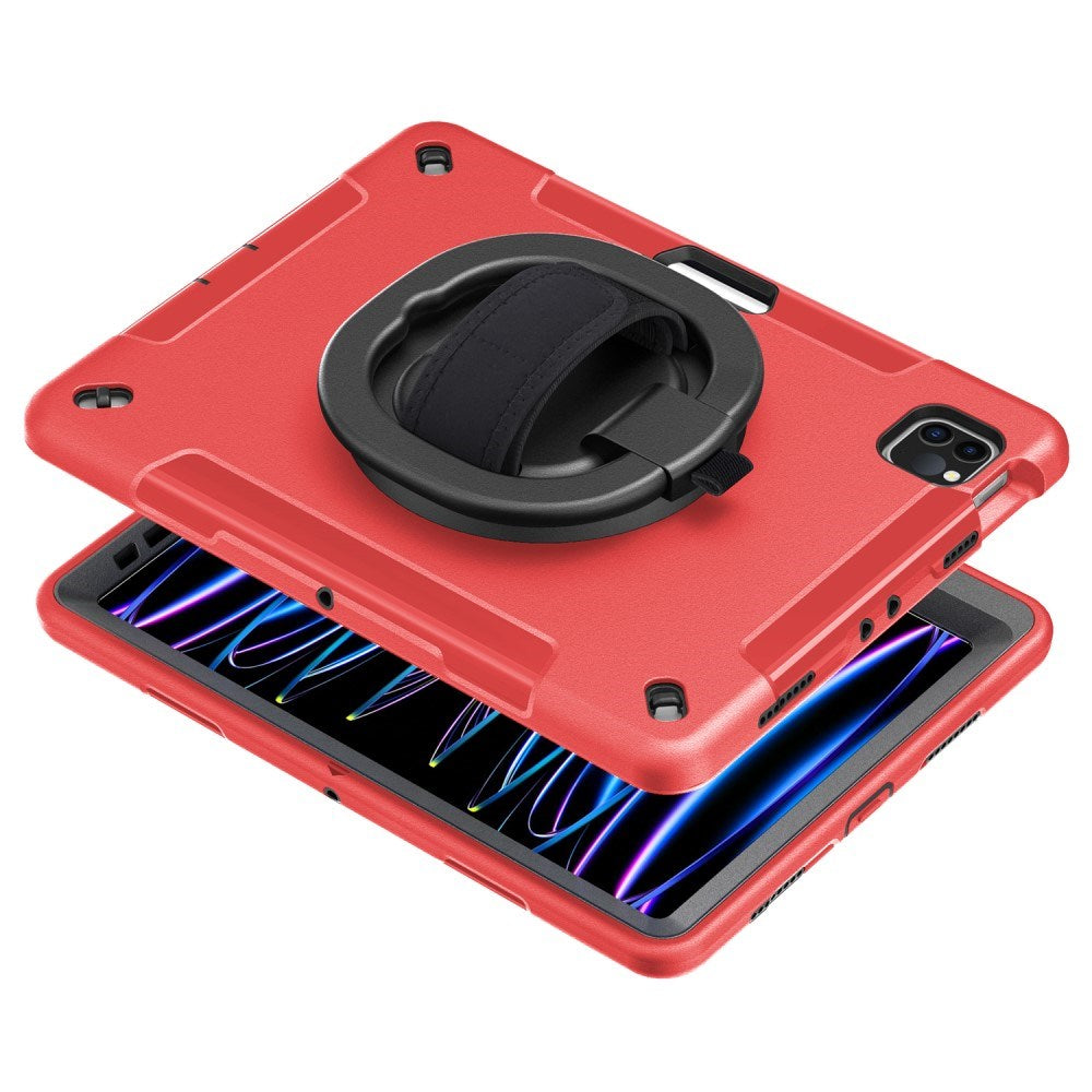 EIDERWOOD iPad Air 10.9-11" (2025-2020) / Pro 11" (2022-2018) Håndverksdeksel med Beskyttelsesfilm og Håndholder - Rød