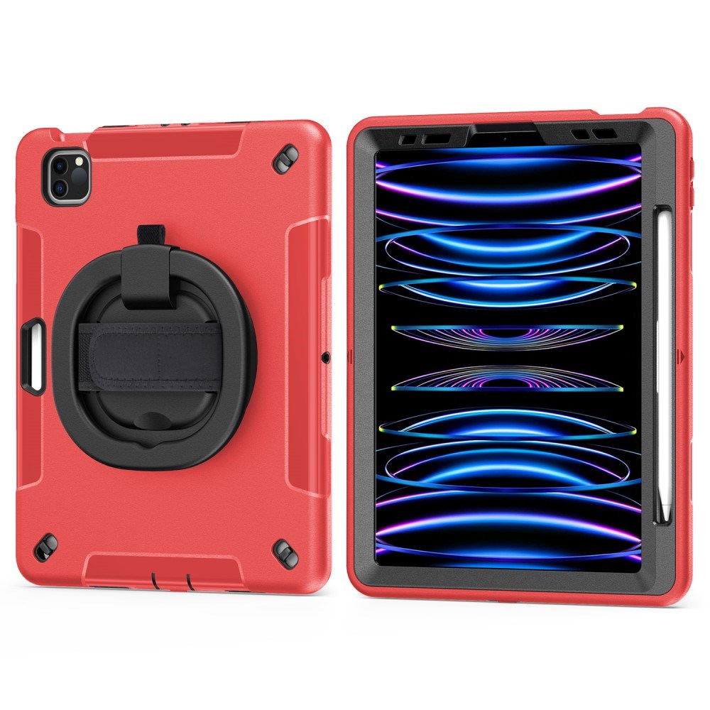 EIDERWOOD iPad Air 10.9-11" (2025-2020) / Pro 11" (2022-2018) Håndverksdeksel med Beskyttelsesfilm og Håndholder - Rød