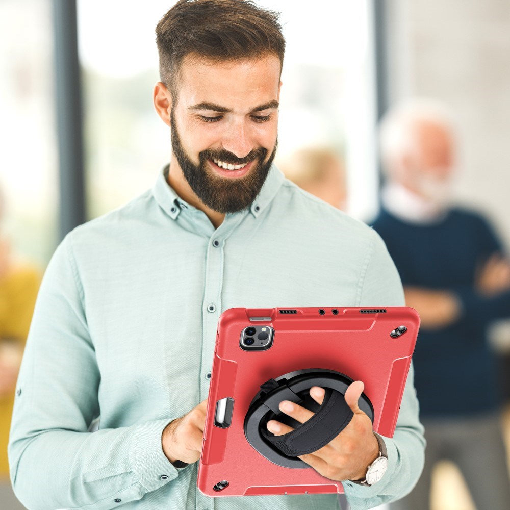 EIDERWOOD iPad Air 10.9-11" (2025-2020) / Pro 11" (2022-2018) Håndverksdeksel med Beskyttelsesfilm og Håndholder - Rød