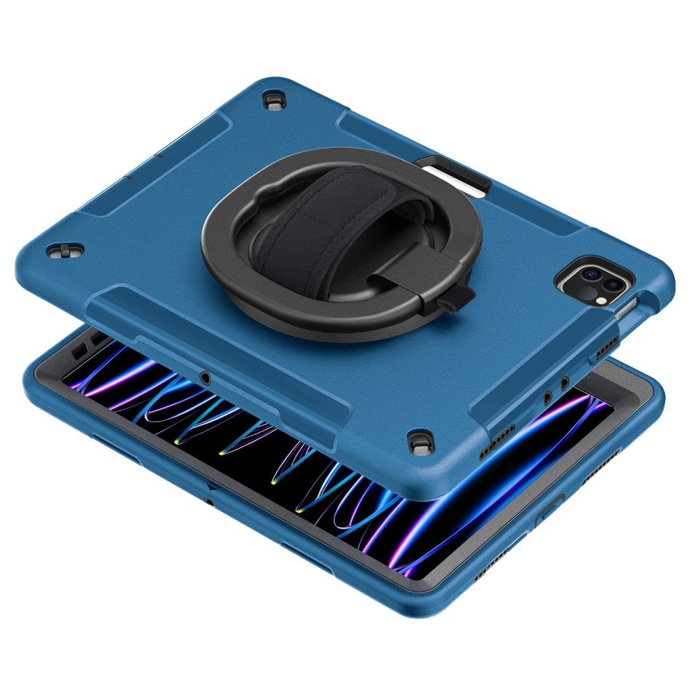 EIDERWOOD iPad Air 10.9-11" (2025-2020) / Pro 11" (2022-2018) Håndverksdeksel med Beskyttelsesfilm og Håndholder - Blå