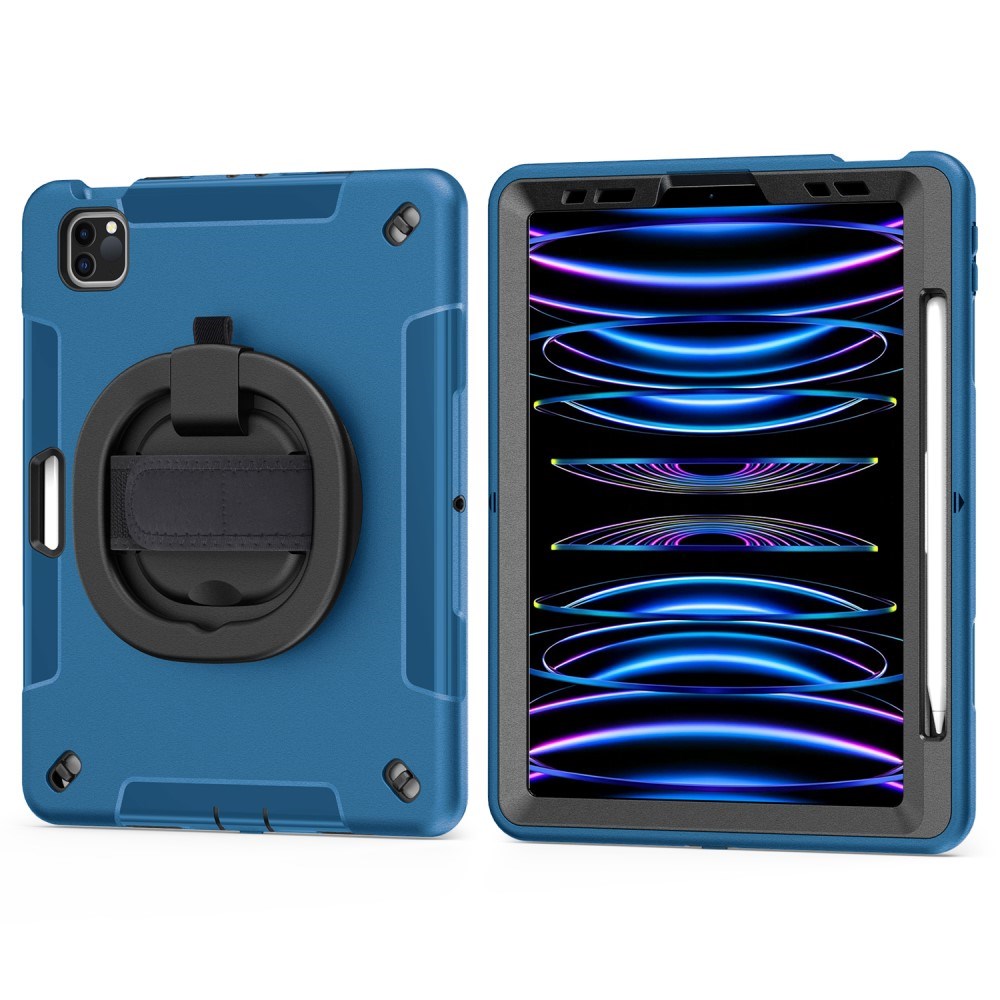EIDERWOOD iPad Air 10.9-11" (2025-2020) / Pro 11" (2022-2018) Håndverksdeksel med Beskyttelsesfilm og Håndholder - Blå