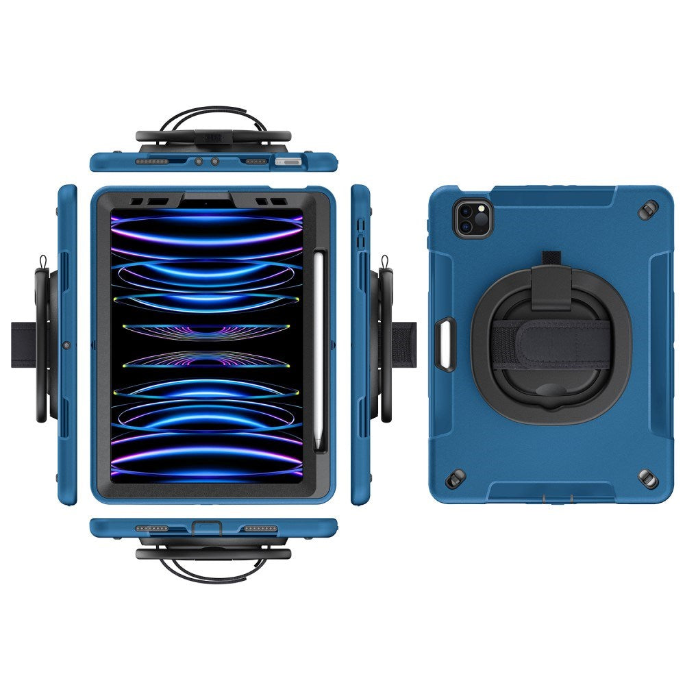 EIDERWOOD iPad Air 10.9-11" (2025-2020) / Pro 11" (2022-2018) Håndverksdeksel med Beskyttelsesfilm og Håndholder - Blå