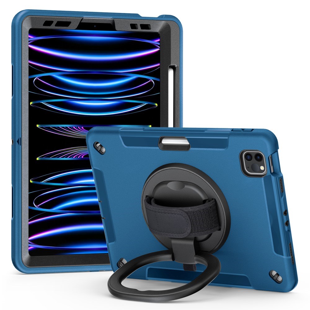 EIDERWOOD iPad Air 10.9-11" (2025-2020) / Pro 11" (2022-2018) Håndverksdeksel med Beskyttelsesfilm og Håndholder - Blå