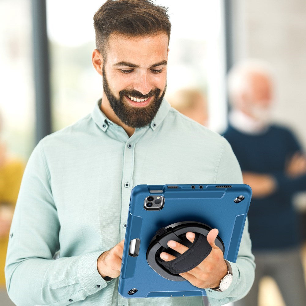 EIDERWOOD iPad Air 10.9-11" (2025-2020) / Pro 11" (2022-2018) Håndverksdeksel med Beskyttelsesfilm og Håndholder - Blå