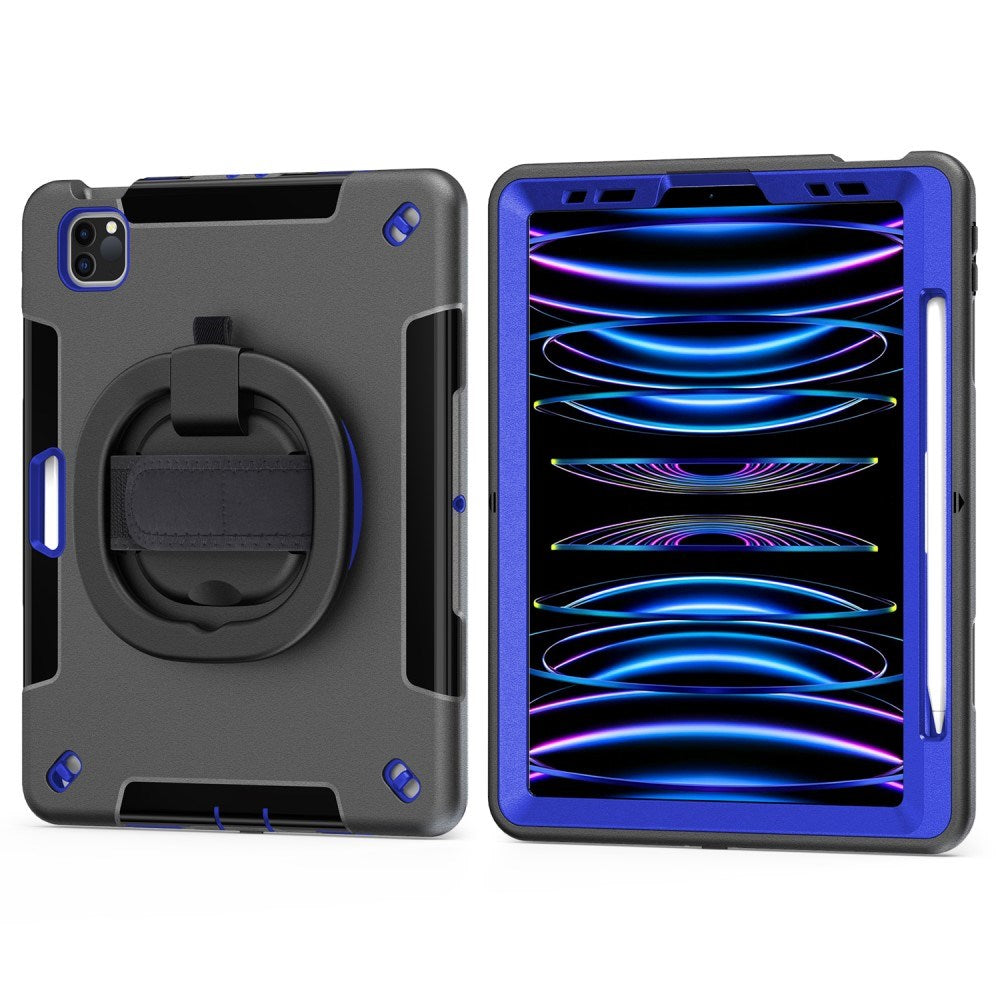 EIDERWOOD iPad Air 10.9-11" (2025-2020) / Pro 11" (2022-2018) Håndverksdeksel med Beskyttelsesfilm og Håndholder - Svart / Koboltblå