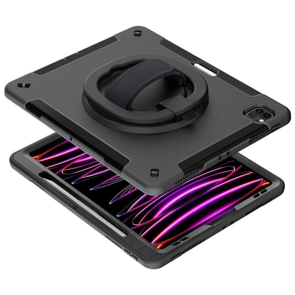 EIDERWOOD iPad Air 13" (2025 / 2024) / Pro 12.9" (2022 / 2021 / 2020 / 2018) Håndverksdeksel med Beskyttelsesfilm og Skulderreim - Svart