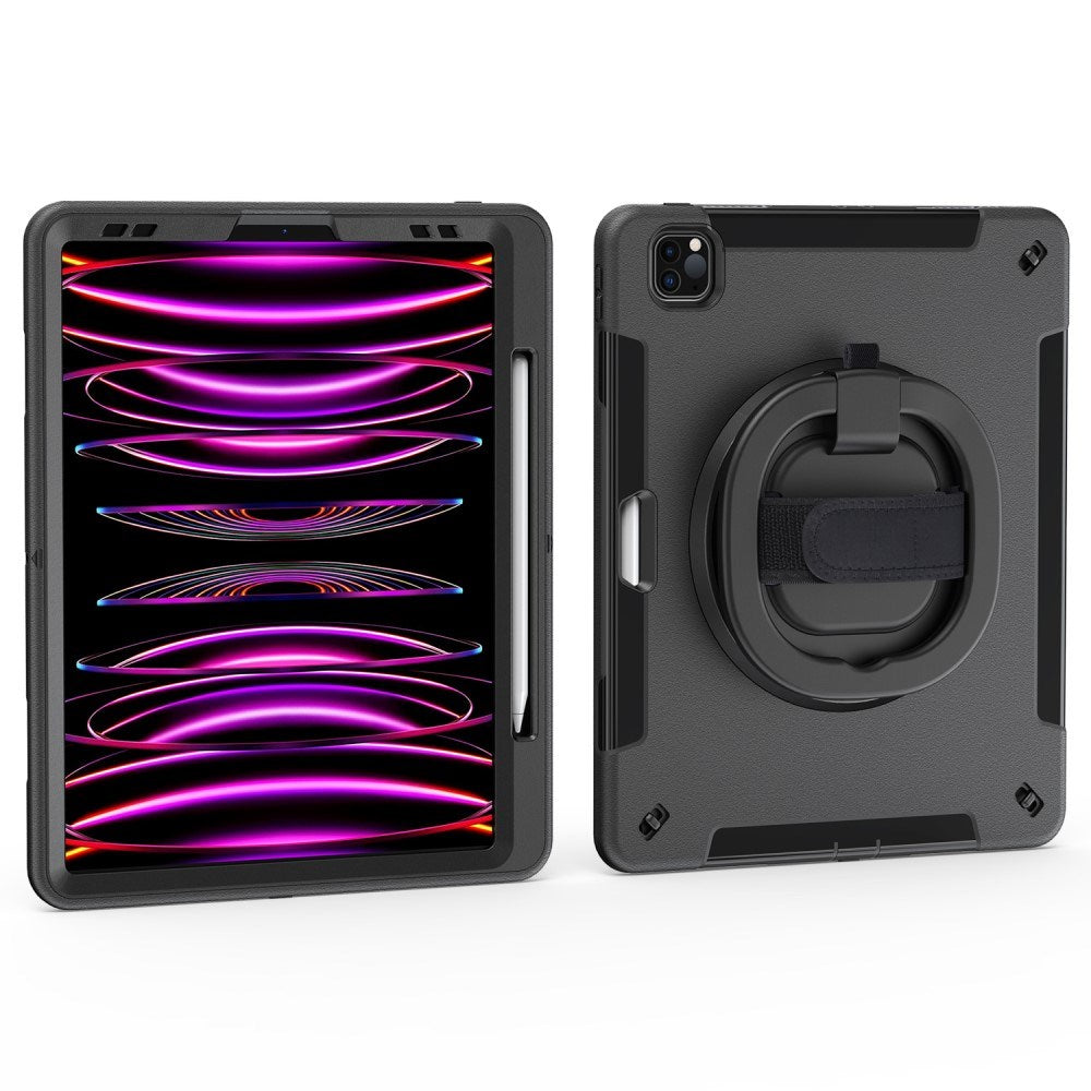 EIDERWOOD iPad Air 13" (2025 / 2024) / Pro 12.9" (2022 / 2021 / 2020 / 2018) Håndverksdeksel med Beskyttelsesfilm og Skulderreim - Svart