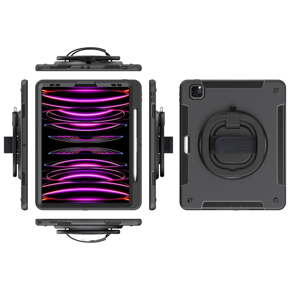 EIDERWOOD iPad Air 13" (2025 / 2024) / Pro 12.9" (2022 / 2021 / 2020 / 2018) Håndverksdeksel med Beskyttelsesfilm og Skulderreim - Svart