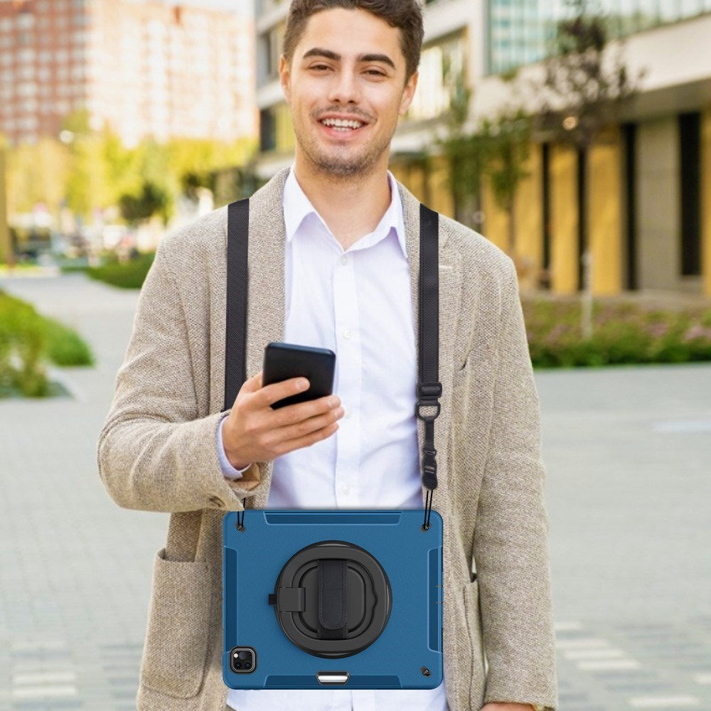 EIDERWOOD iPad Air 13" (2025 / 2024) / Pro 12.9" (2022 / 2021 / 2020 / 2018) Håndverksdeksel med Beskyttelsesfilm og Skulderreim - Blå