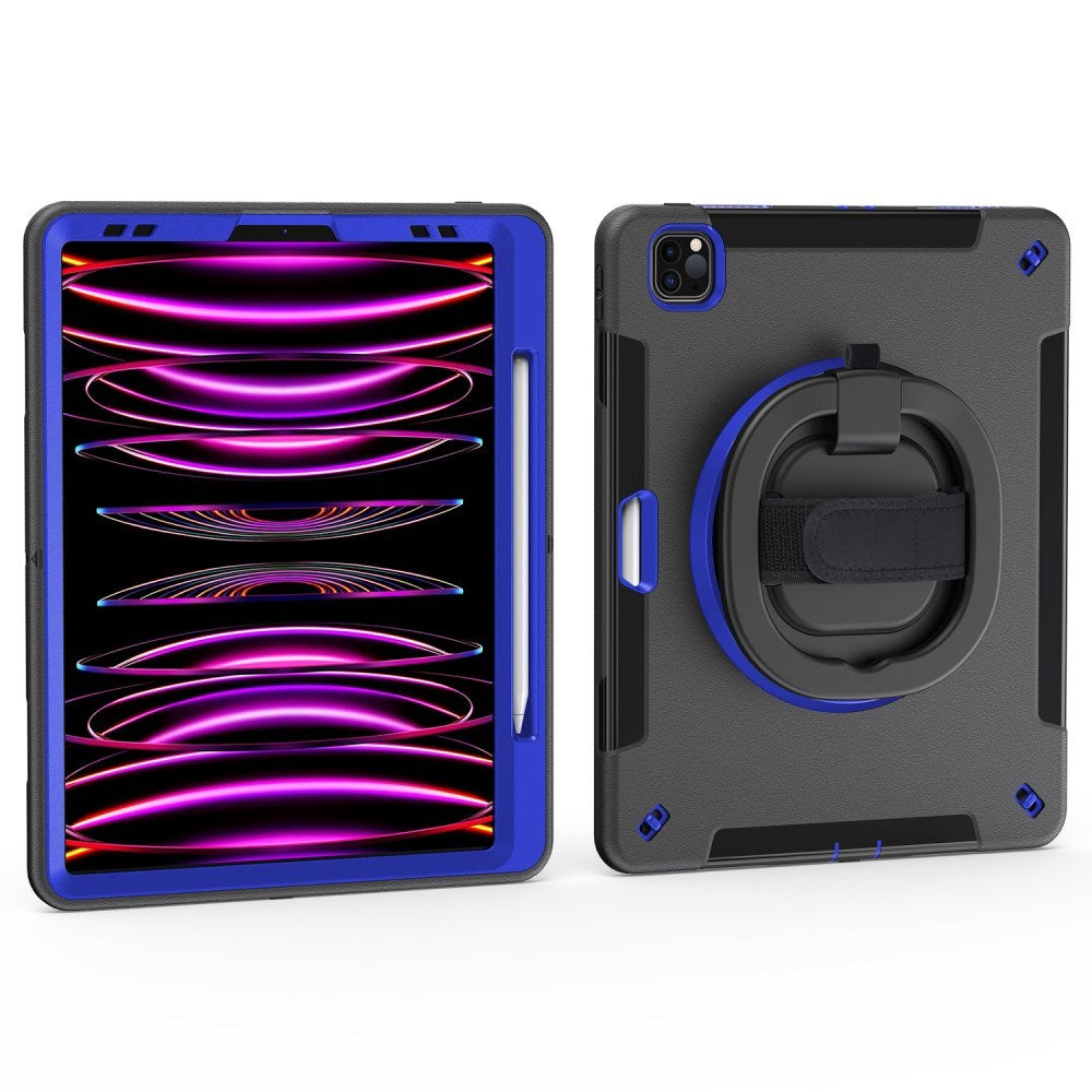 EIDERWOOD iPad Air 13" (2025 / 2024) / Pro 12.9" (2022 / 2021 / 2020 / 2018) Håndverker Deksel med Apple Pencil Holder & Skulderreim - Svart / Koboltblå