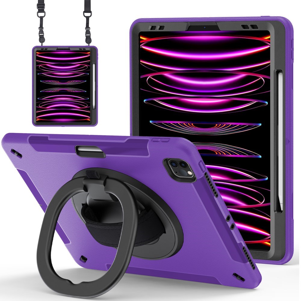 EIDERWOOD iPad Air 13" (2025 / 2024) / Pro 12.9" (2022 / 2021 / 2020 / 2018) Håndverksdeksel med Beskyttelsesfilm og Skulderreim - Lilla