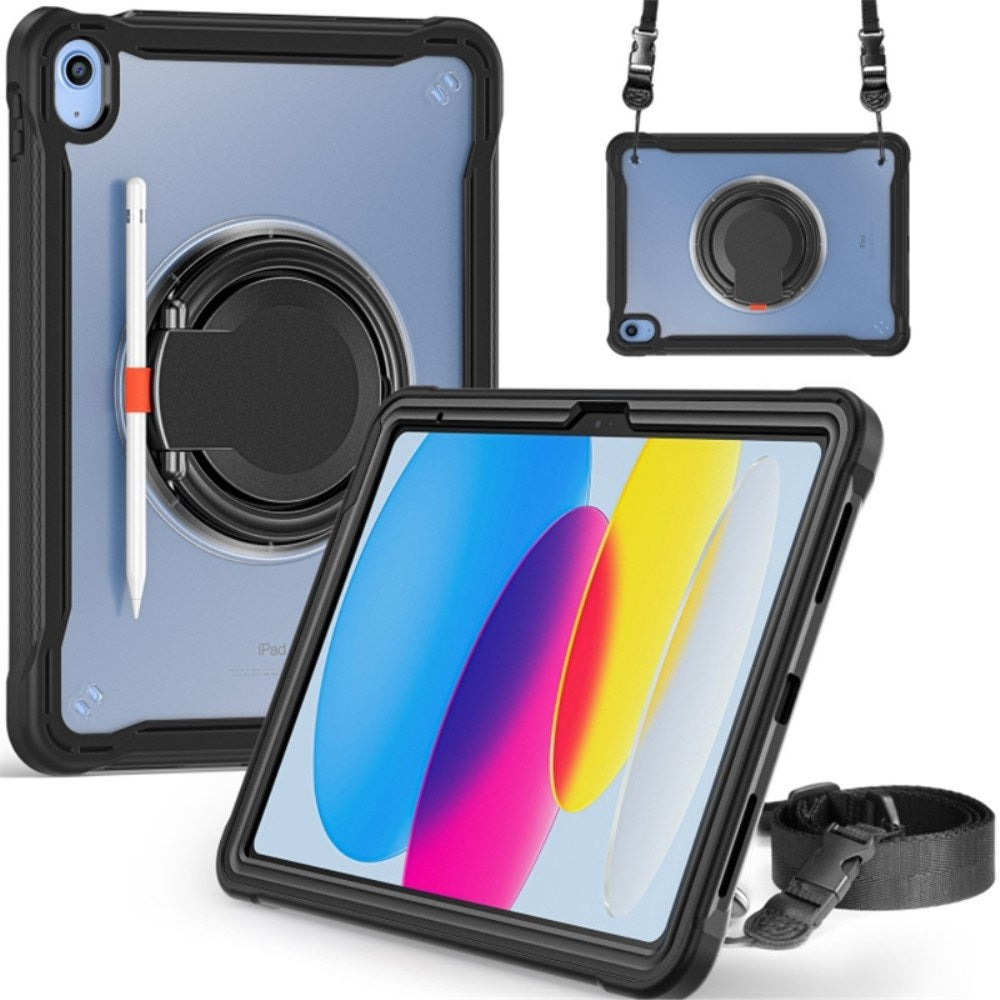 iPad 11" (2025) / iPad 10.9" (2024/2022) Håndverker Deksel m. Håndholder og Stativ - Gjennomsiktig / Svart