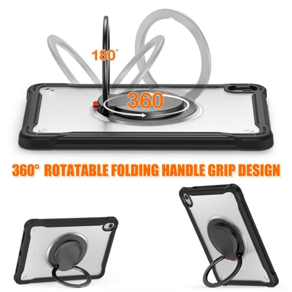 iPad 11" (2025) / iPad 10.9" (2024/2022) Håndverker Deksel m. Håndholder og Stativ - Gjennomsiktig / Svart