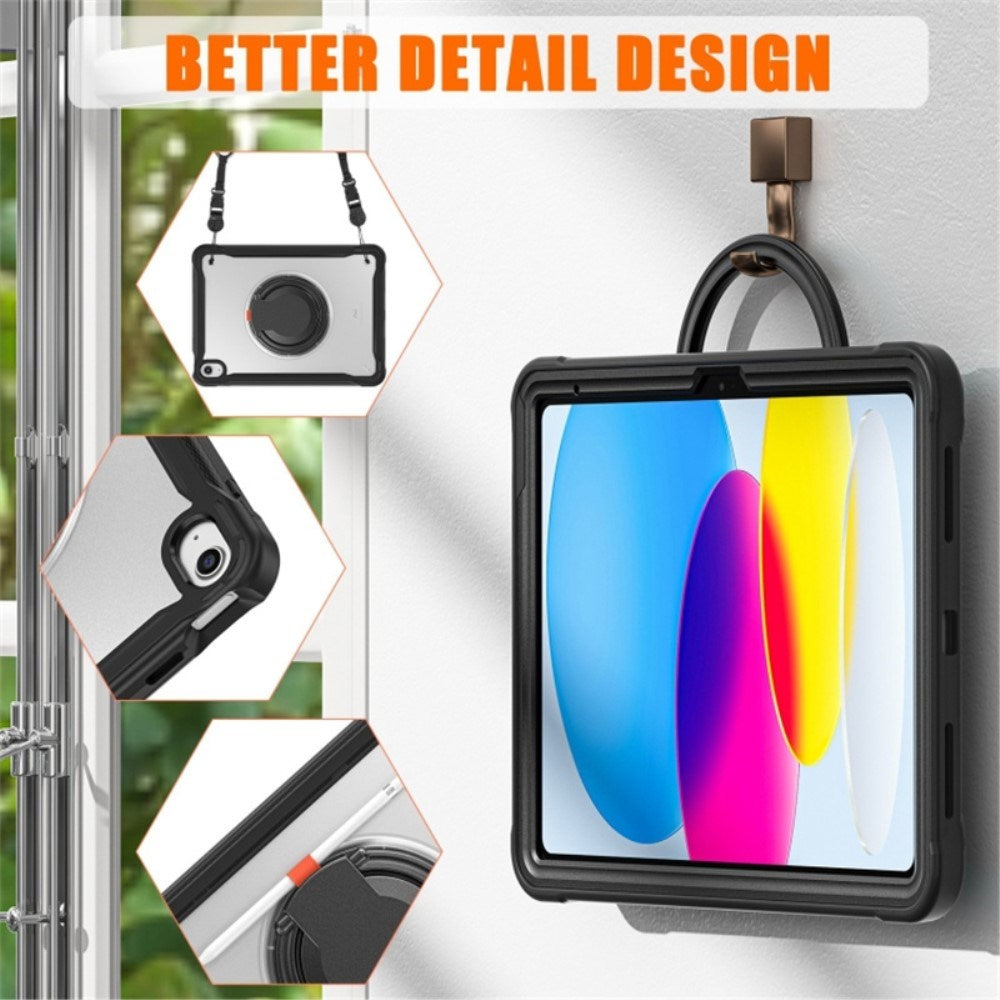 iPad 11" (2025) / iPad 10.9" (2024/2022) Håndverker Deksel m. Håndholder og Stativ - Gjennomsiktig / Svart