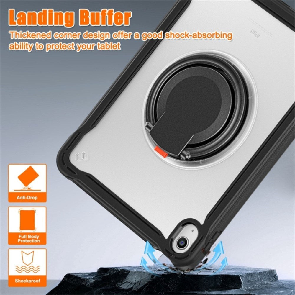 iPad 11" (2025) / iPad 10.9" (2024/2022) Håndverker Deksel m. Håndholder og Stativ - Gjennomsiktig / Svart