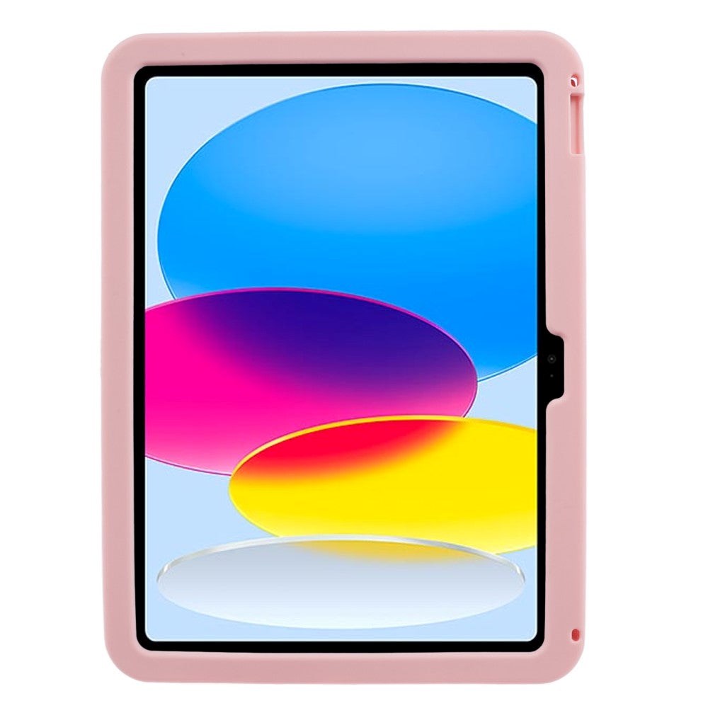 iPad 11" (2025) / iPad 10.9" (2024/2022) Barnedeksel - Sommerfugl Kickstand Silikon Deksel med Skulderstropp - Rosa
