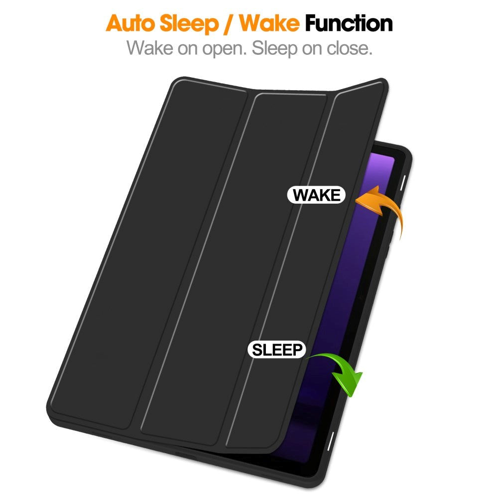 Samsung Galaxy Tab S10 FE / S9 FE Magnetisk Tri-Fold Skinn Deksel m. Stativfunksjon - Svart