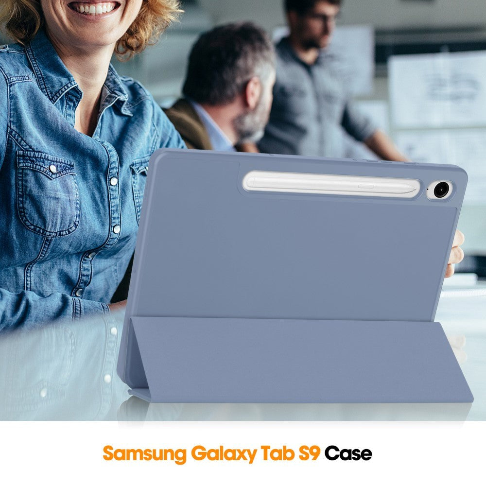 Samsung Galaxy Tab S10 FE / S9 FE Magnetisk Tri-Fold Skinn Deksel m. Stativfunksjon - Lilla