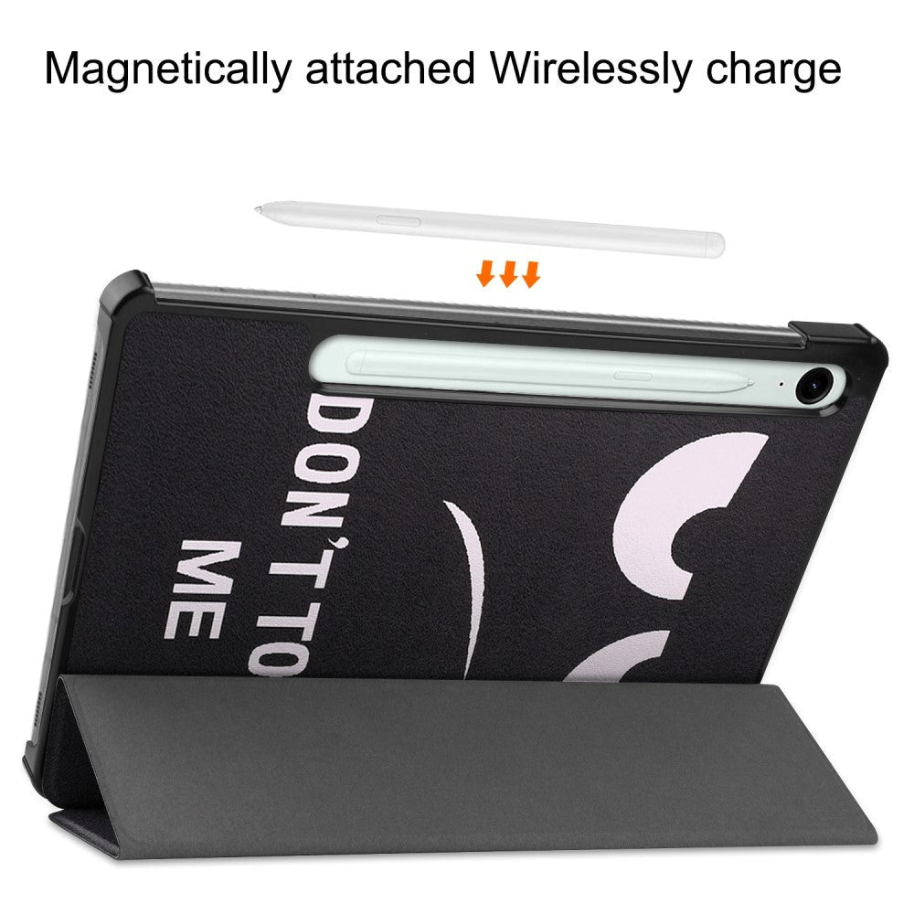 Samsung Galaxy Tab S10 FE / S9 FE Tri-Fold Deksel i Kunstskinn med Penneholder - "Don't Touch Me"