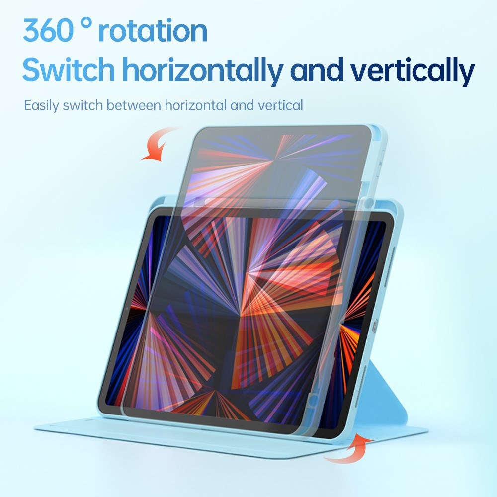 iPad Air 10.9-11" (2025-2020) / Pro 11" (2022-2018) Hybrid Flip Deksel m. Pennholder og Kameralinsebeskytter - Blå / Gjennomsiktig