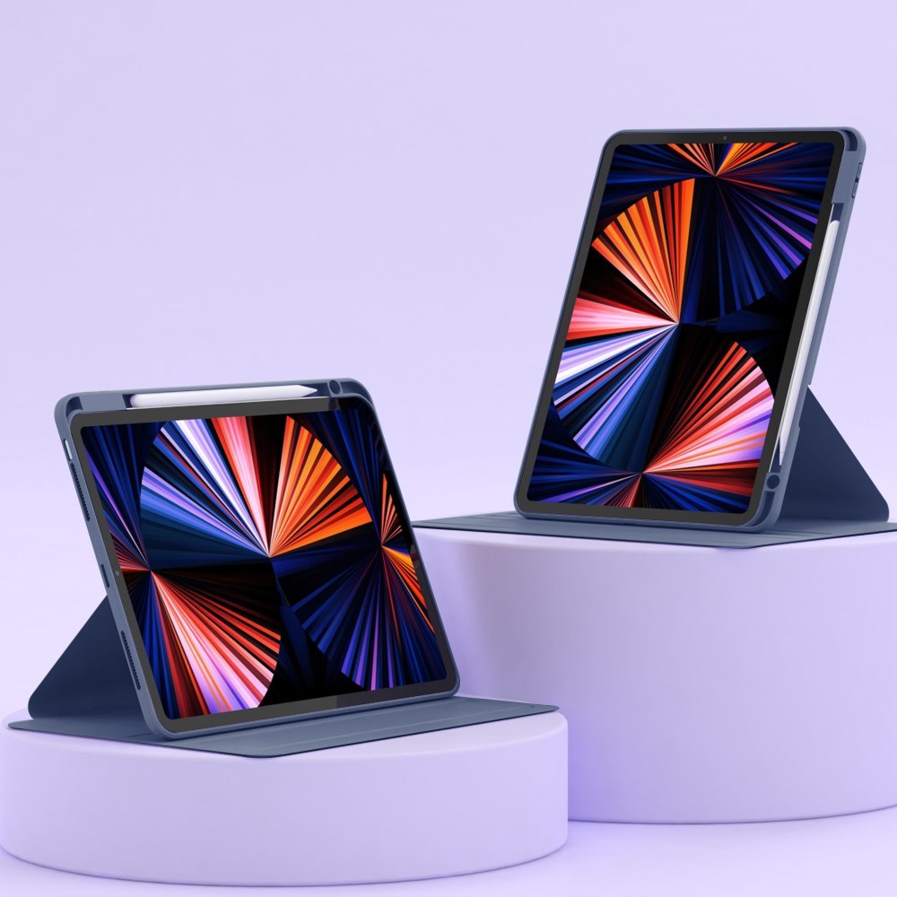 iPad Air 10.9-11" (2025-2020) / Pro 11" (2022-2018) Hybrid Flip Deksel m. Pennholder og Kameralinsebeskytter - Lilla / Gjennomsiktig