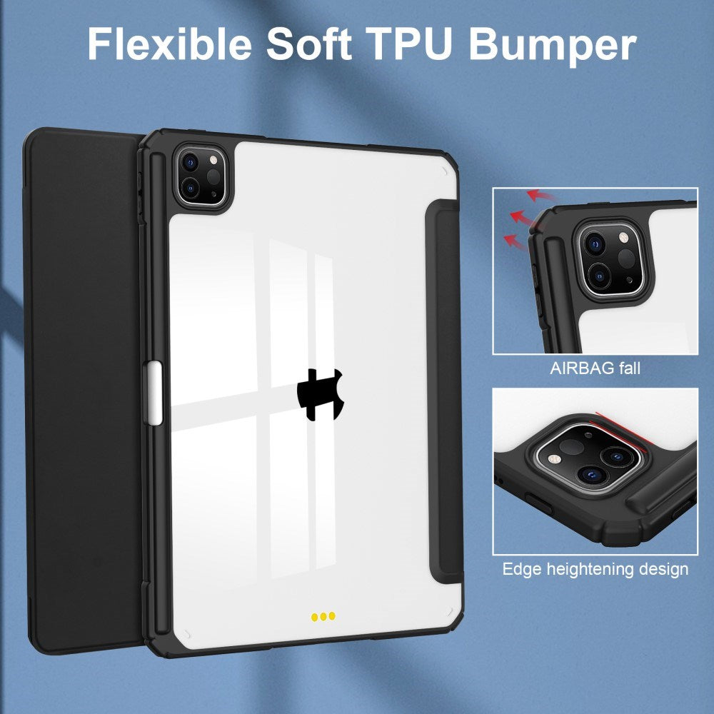 EIDERWOOD iPad Pro 11" (2025 / 2024) Hybrid Flip Deksel med Pennholder - Svart og Gjennomsiktig