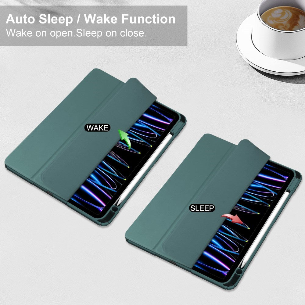 EIDERWOOD iPad Pro 11" (2025 / 2024) Hybrid Flip Deksel med Pennholder - Grønn og Gjennomsiktig