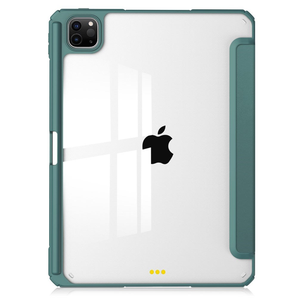 EIDERWOOD iPad Pro 11" (2025 / 2024) Hybrid Flip Deksel med Pennholder - Grønn og Gjennomsiktig