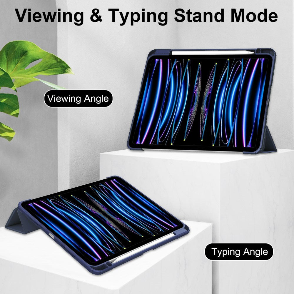 EIDERWOOD iPad Pro 11" (2025 / 2024) Hybrid Flip Deksel med Pennholder - Blå og Gjennomsiktig