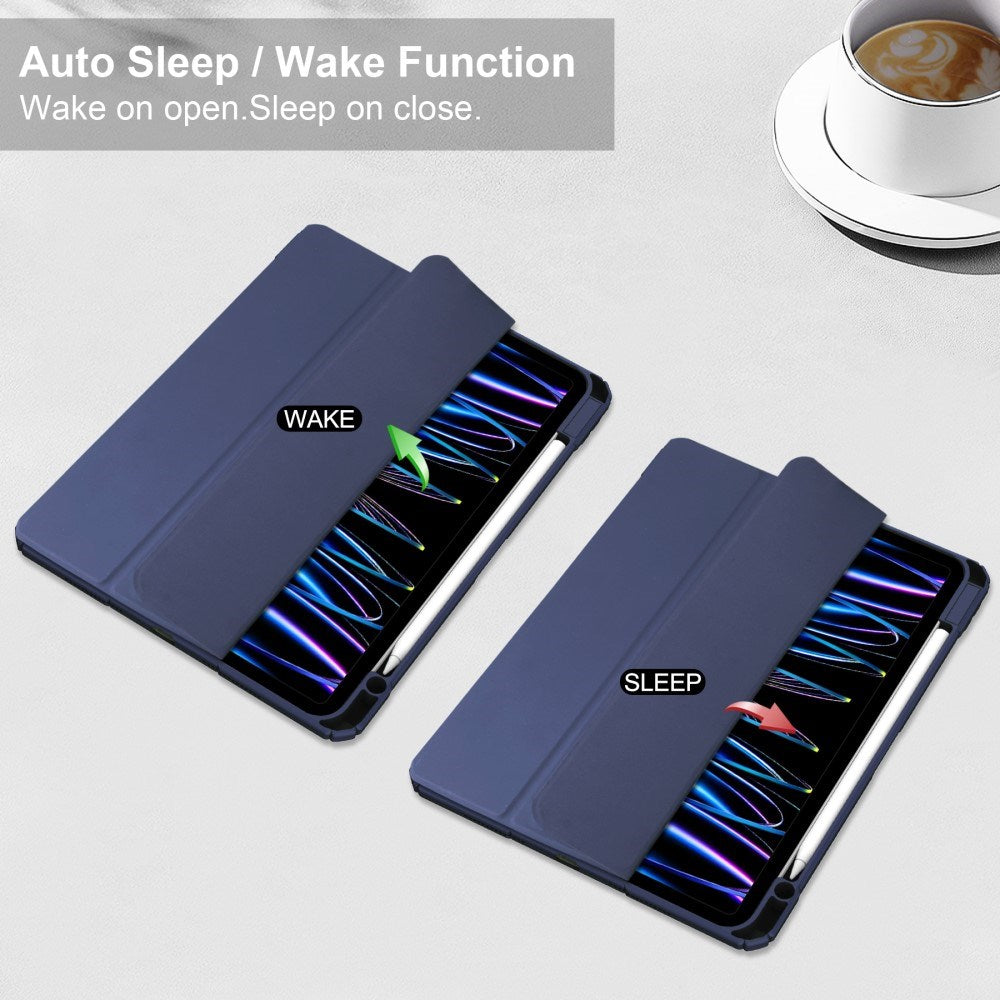 EIDERWOOD iPad Pro 11" (2025 / 2024) Hybrid Flip Deksel med Pennholder - Blå og Gjennomsiktig