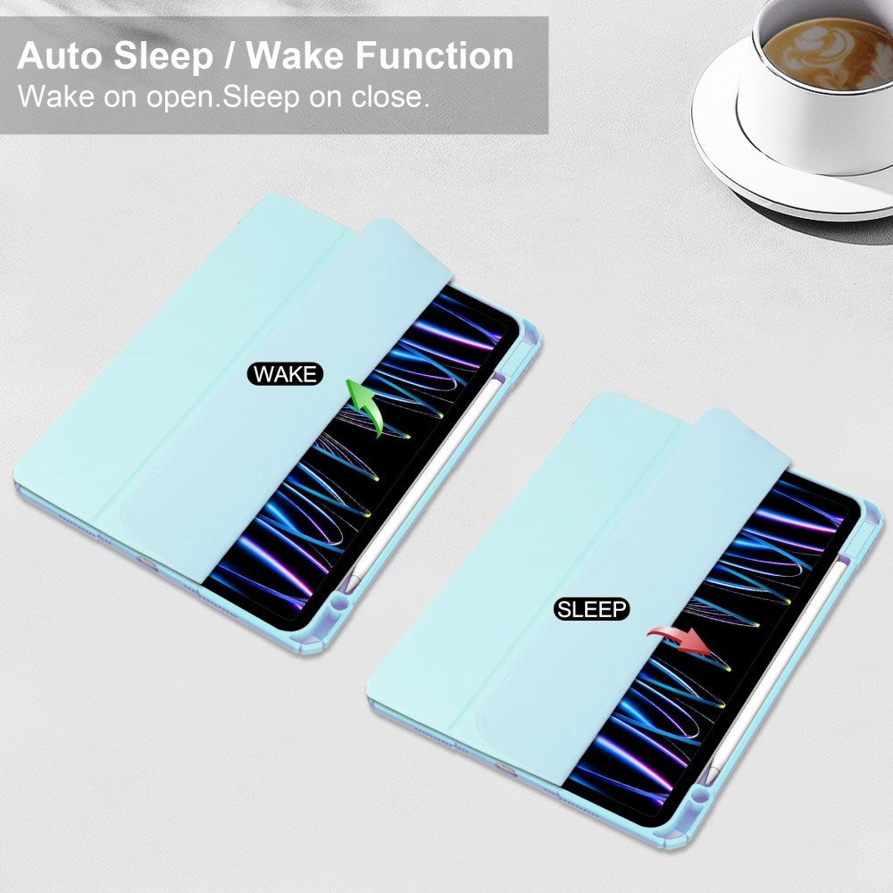 EIDERWOOD iPad Pro 11" (2025 / 2024) Hybrid Flip Deksel med Pennholder - Lys Blå og Gjennomsiktig