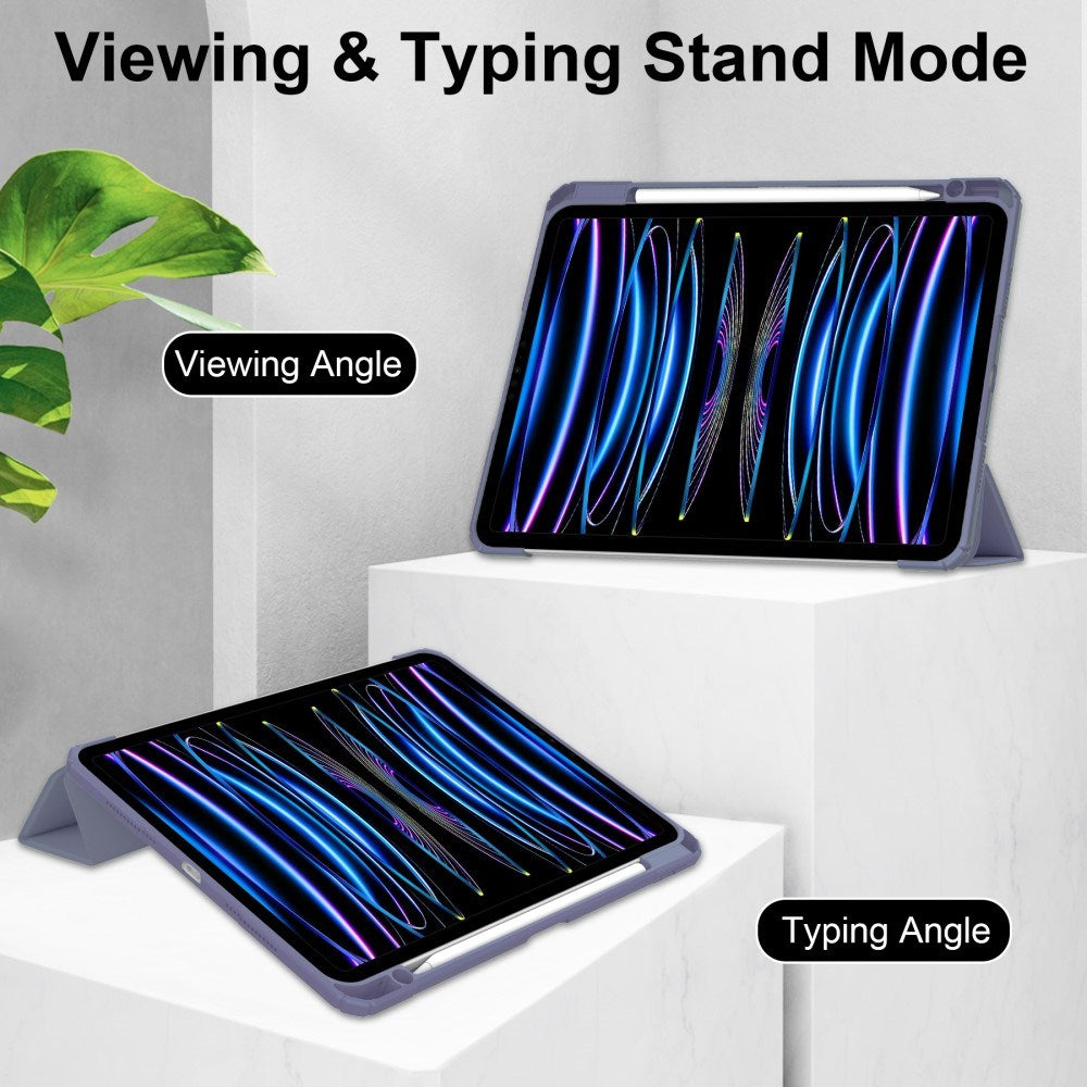EIDERWOOD iPad Pro 11" (2025 / 2024) Hybrid Flip Deksel med Pennholder - Lilla og Gjennomsiktig