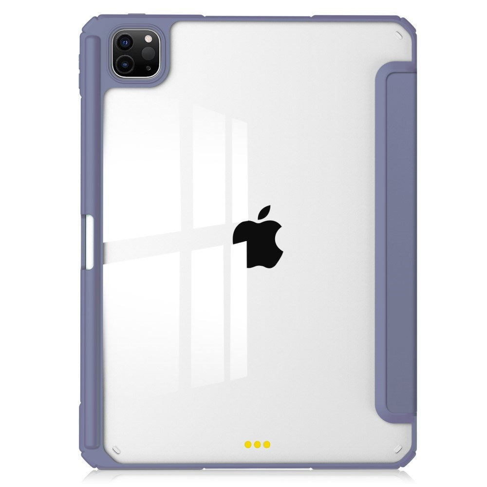 EIDERWOOD iPad Pro 11" (2025 / 2024) Hybrid Flip Deksel med Pennholder - Lilla og Gjennomsiktig