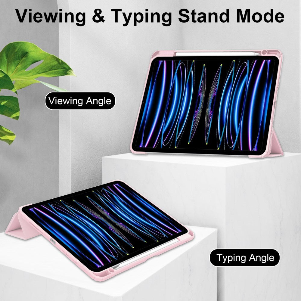 EIDERWOOD iPad Pro 11" (2025 / 2024) Hybrid Flip Deksel med Pennholder - Pink og Gjennomsiktig