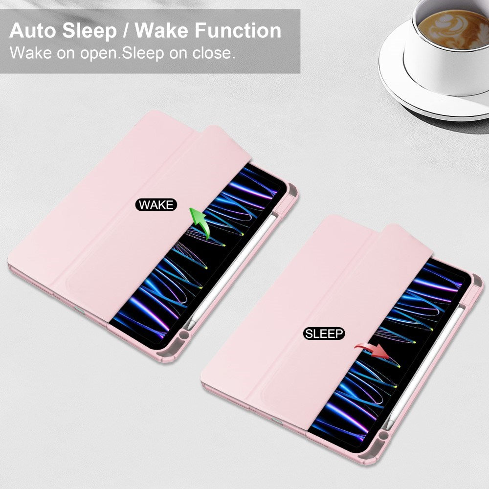 EIDERWOOD iPad Pro 11" (2025 / 2024) Hybrid Flip Deksel med Pennholder - Pink og Gjennomsiktig