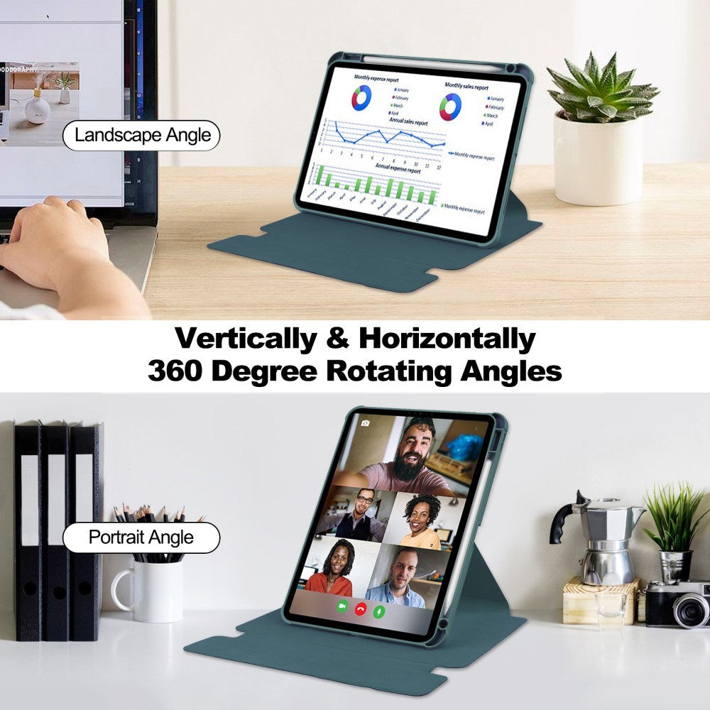 EIDERWOOD iPad Pro 11" (2025 / 2024) Hybrid Flip Deksel m. Roterende Stativfunksjon - Gjennomsiktig / Grønn