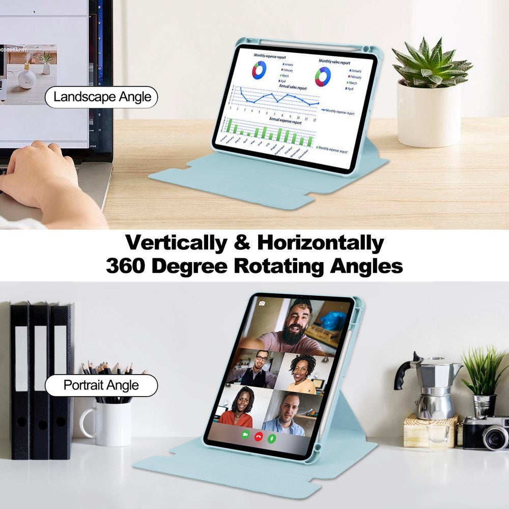 EIDERWOOD iPad Pro 11" (2025 / 2024) Hybrid Flip Deksel m. Roterende Stativfunksjon - Gjennomsiktig / Lys Blå
