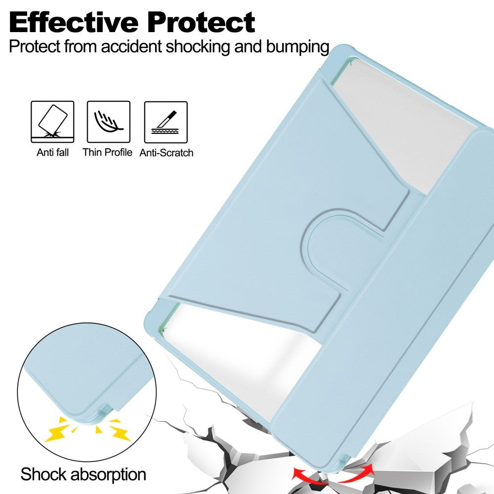 EIDERWOOD iPad Pro 11" (2025 / 2024) Hybrid Flip Deksel m. Roterende Stativfunksjon - Gjennomsiktig / Lys Blå